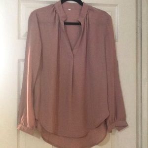 Sheer blush V Neck Blouse